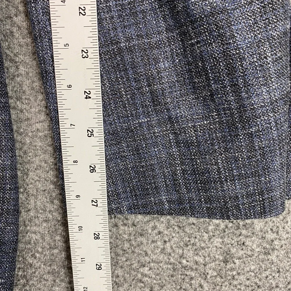 E. Thomas Joseph Linen Silk Sport Coat Blazer 48L Blue Wool Plaid Italy Heritage